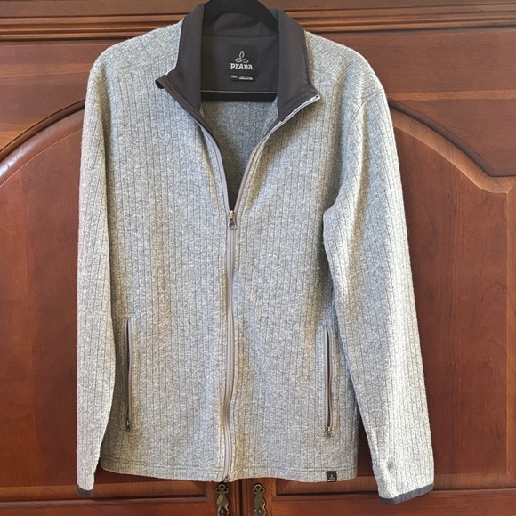 Prana Heather Gray Men's Zip-Up Sweater - Picture 1 of 11